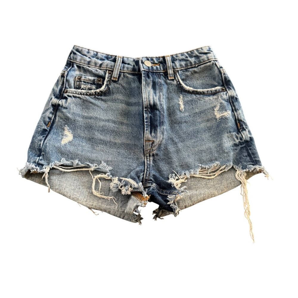 Zara Womens Distressed Blue Cut Off Shorts, Size 0 - Picture 1 of 10